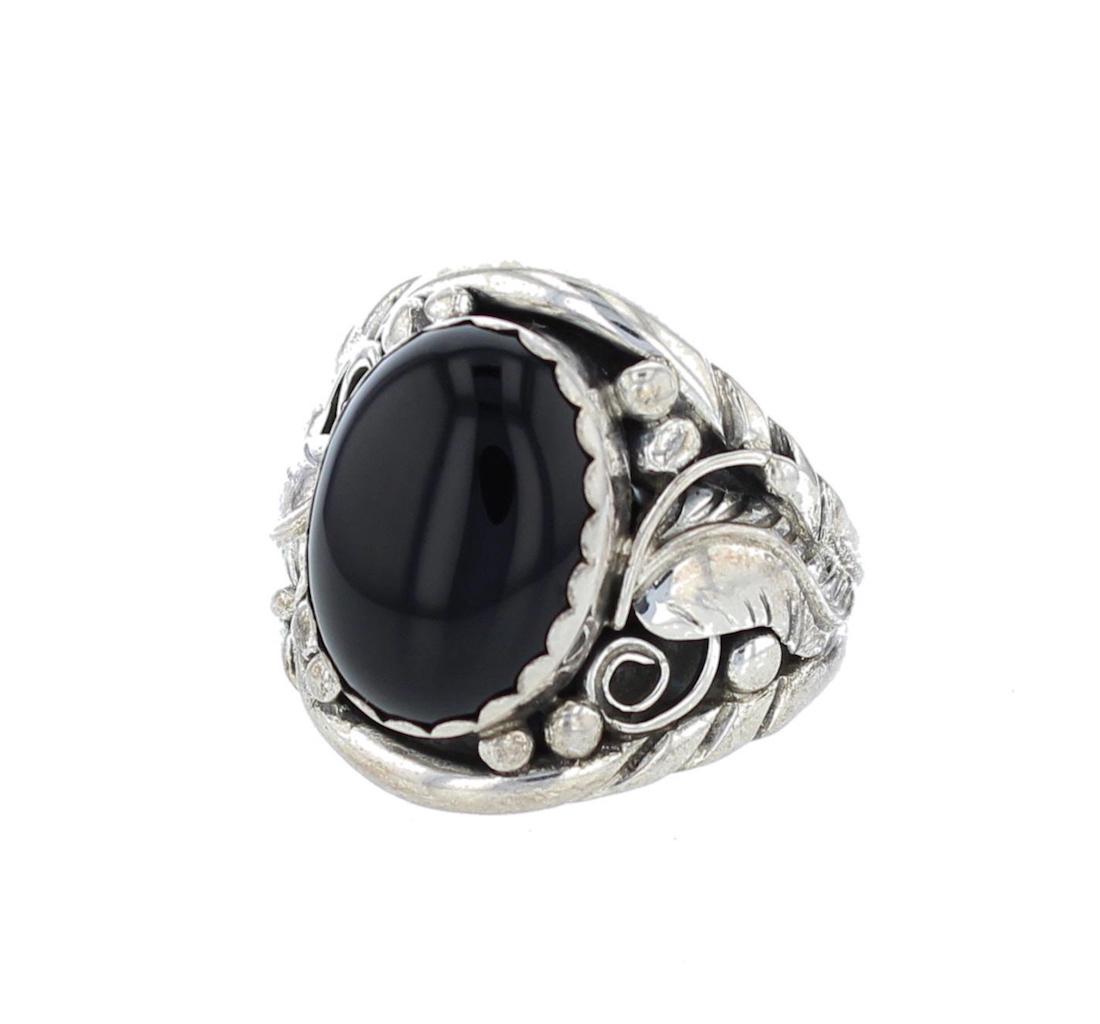 Sterling Silver Black Onyx Ring Navajo Native American (1 of 1)