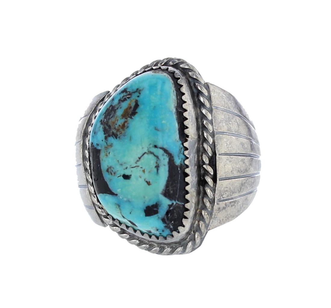 Sterling Silver Genuine Turquoise Ring Navajo Native (1 of 1)