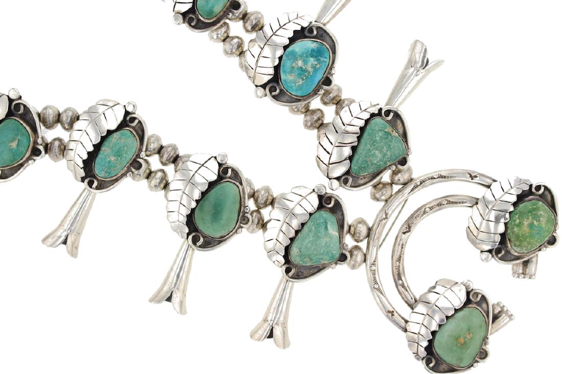 Sterling Silver Genuine Turquoise Squash Blossom (1 of 2)