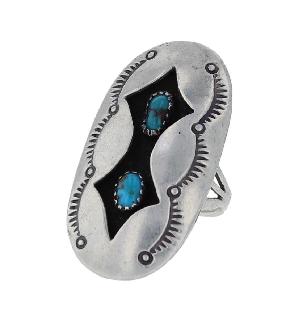 Sterling Silver Genuine Turquoise Vintage Shadow Box (1 of 1)