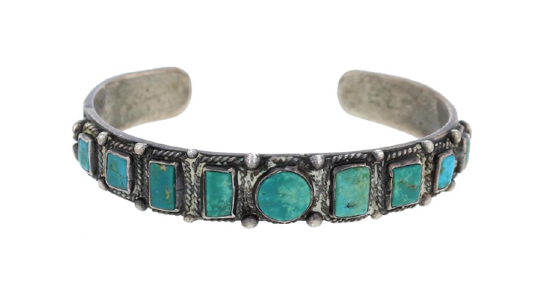 Sterling Silver Genuine Turquoise Antique Fred Harvey (1 of 2)