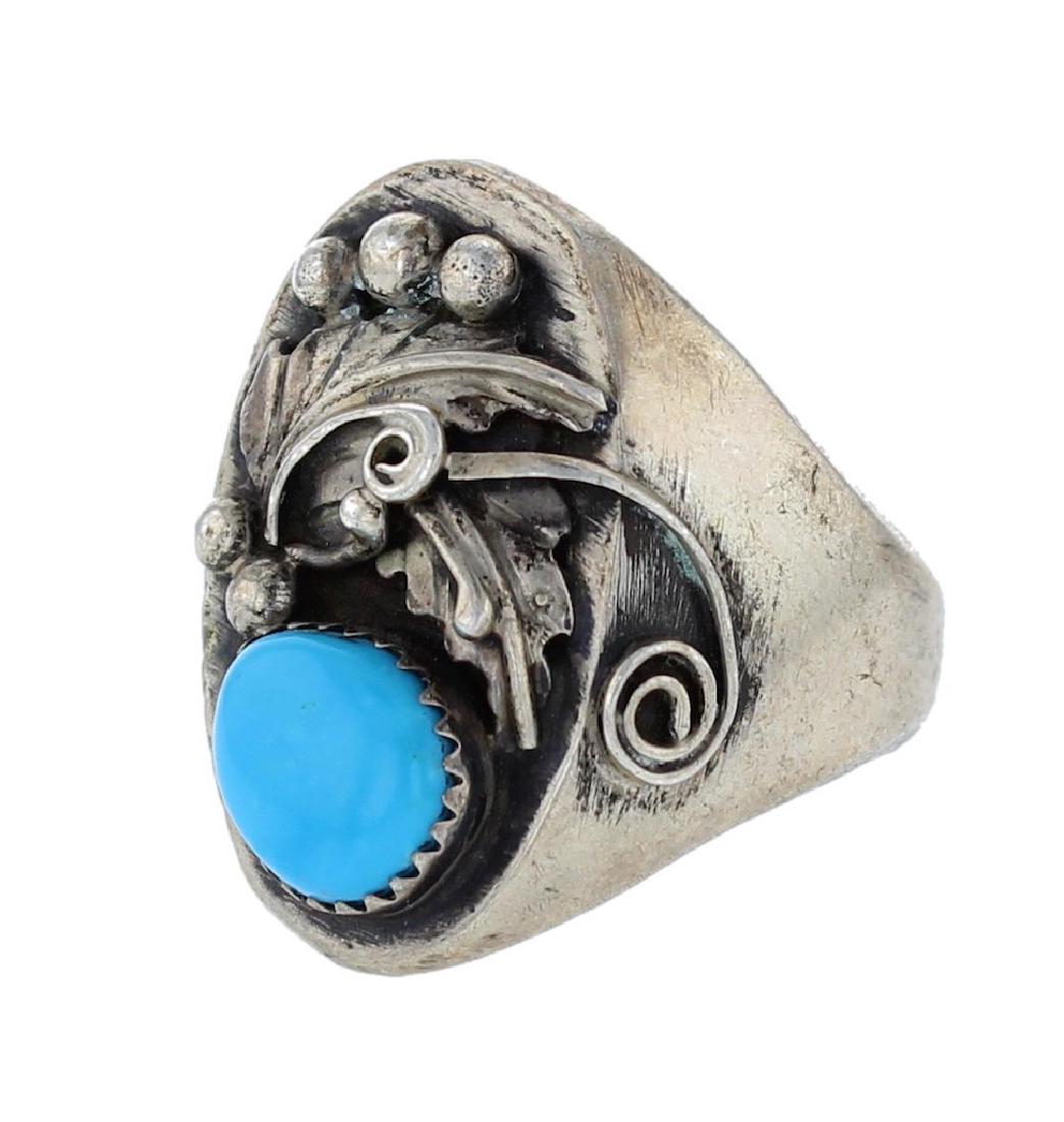 Sterling Silver Genuine Turquoise Vintage Ring Navajo (1 of 1)