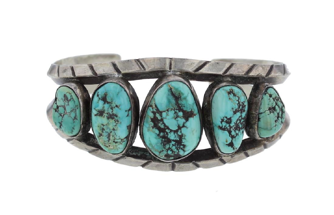 Sterling Silver  Turquoise Antique Bracelet Navajo (1 of 1)