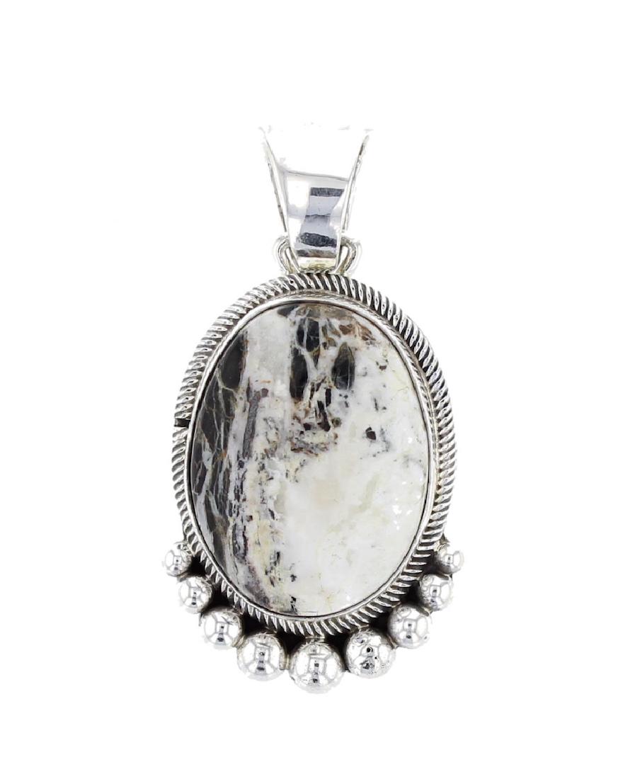 Sterling Silver  White Buffalo Pendant Navajo Native (1 of 1)