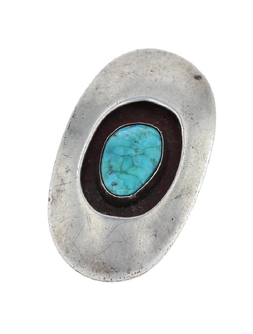 Sterling Silver  Turquoise Antique Shadow Box Ring (1 of 1)