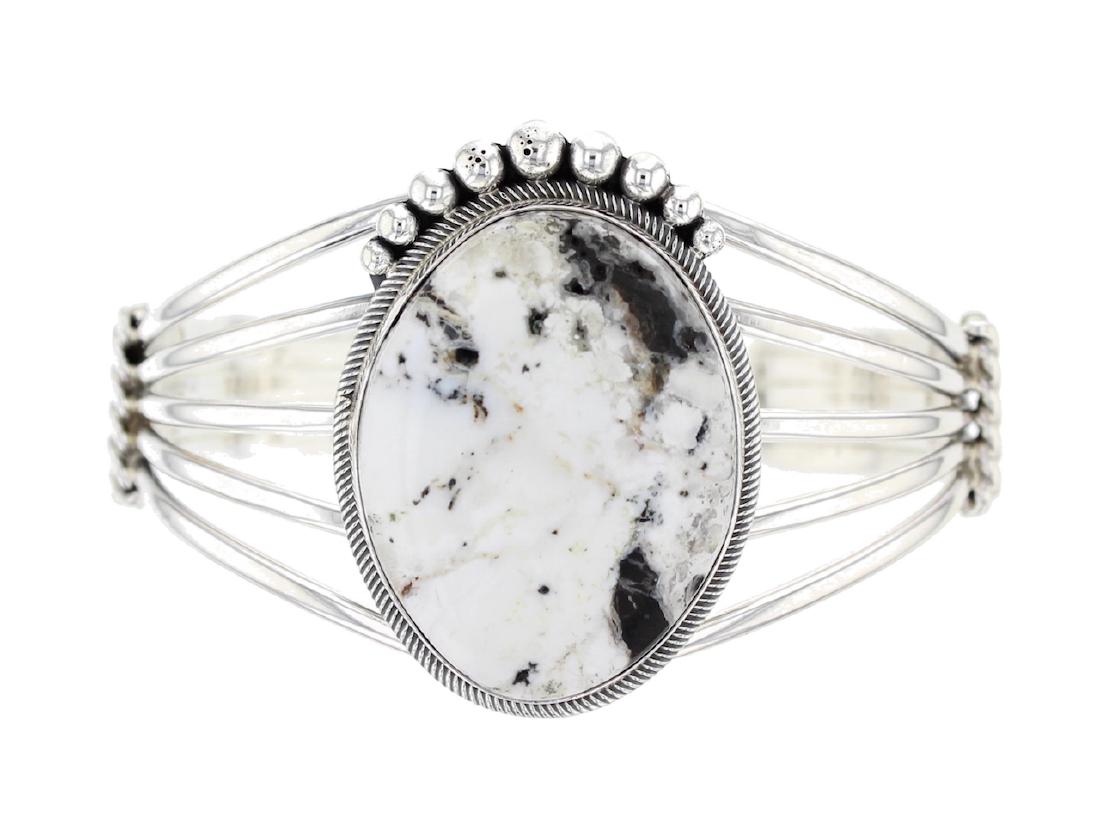 Sterling Silver  White Buffalo Contemporary Bracelet (1 of 1)