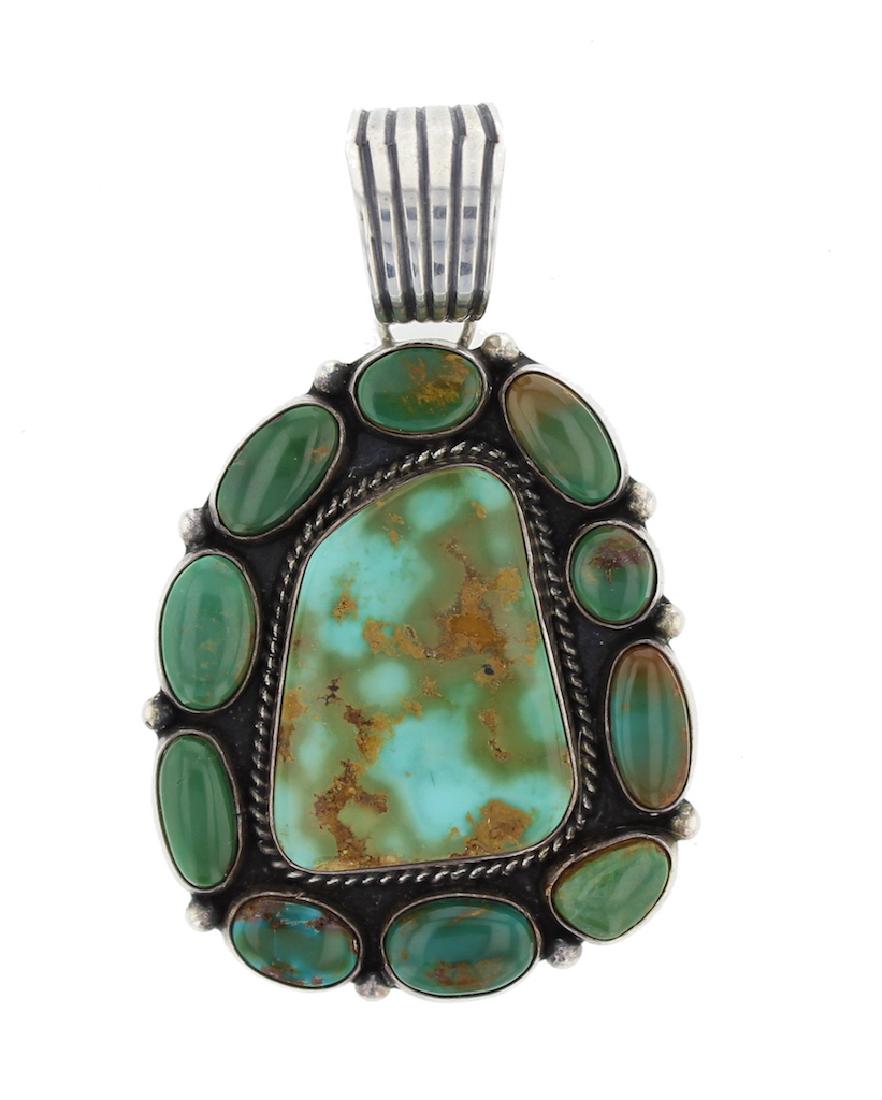 Sterling Silver High Grade Pilot Mtn. Turquoise Pendant (1 of 1)