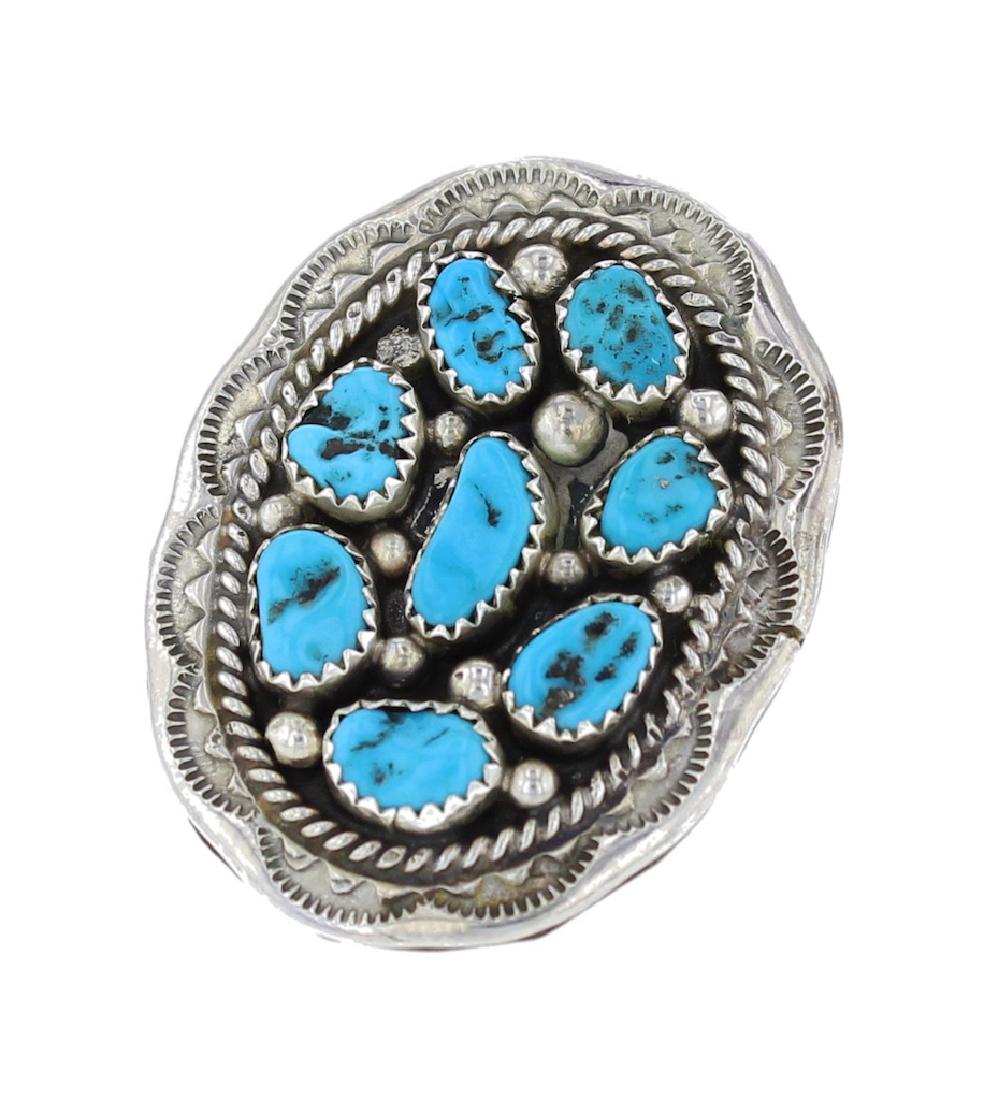 Sterling Silver  Turquoise Cluster Ring Navajo Native (1 of 1)