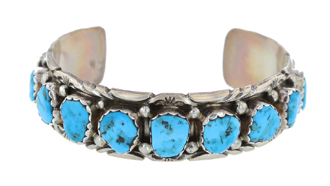 Sterling Silver  Turquoise Bracelet Navajo Native (1 of 1)