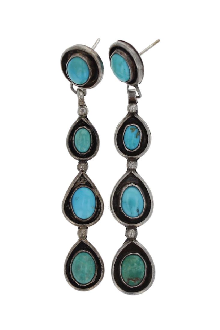 Sterling Silver  Turquoise Vintage Earrings Navajo (1 of 1)