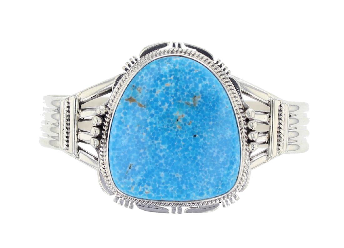 Sterling Silver Turquoise Bracelet Navajo Native: Weight: 41.9 Grams, Size: 5.5" inner, 1" Gap, 6.5" Total ||Sterling Silver Genuine Turquoise Bracelet Navajo Native American Indian Jewelry Signed J. Nelson