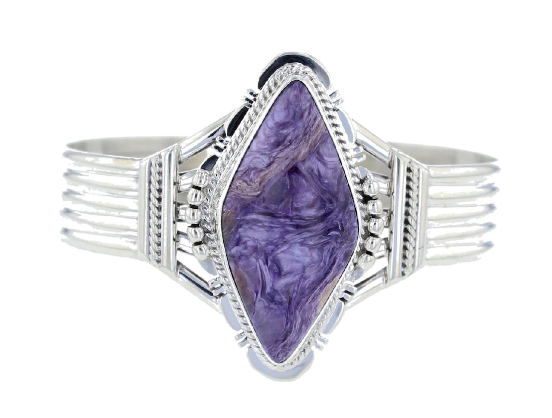 Sterling Silver Chaorite Bracelet Navajo Native: Weight: 33.6 Grams, Size: 5.5" inner, 1" Gap, 6.5" Total ||Sterling Silver Genuine Chaorite Bracelet Navajo Native American Indian Jewelry Signed J. Nelson
