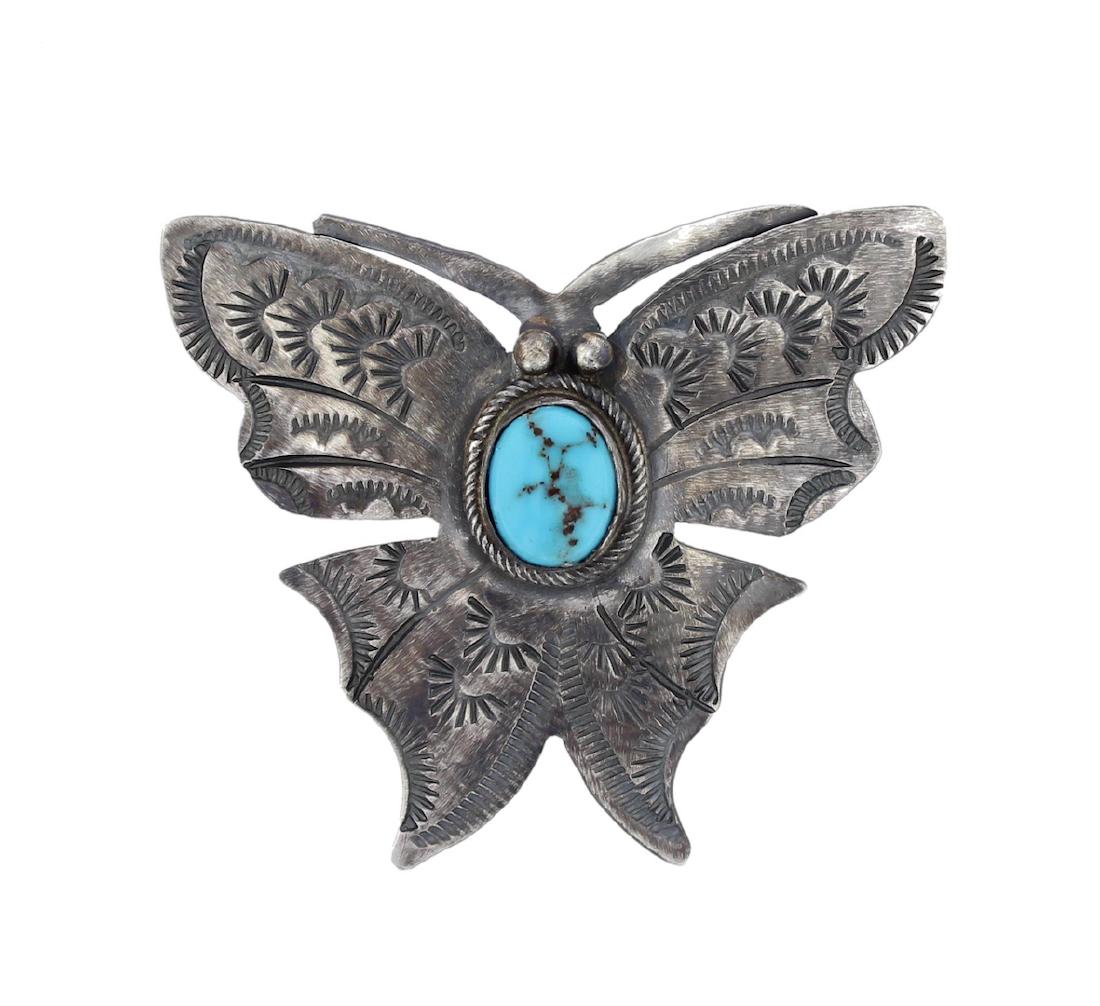 Sterling Silver Turquoise Butterfly Pendant Navajo (1 of 1)
