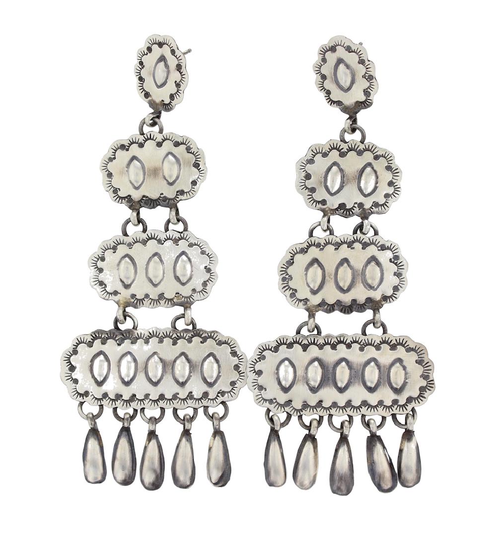 Sterling Silver Chandelier Earrings Navajo Native (1 of 1)