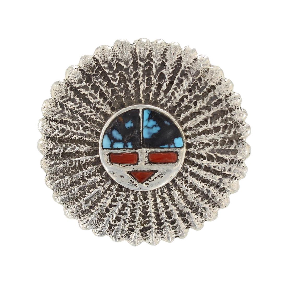 Sterling Silver  Bisbee Turquoise & Coral Vintage Tufa (1 of 2)