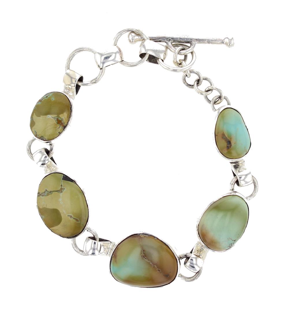 Sterling Silver Turquoise Contemporary Link Bracelet (1 of 1)