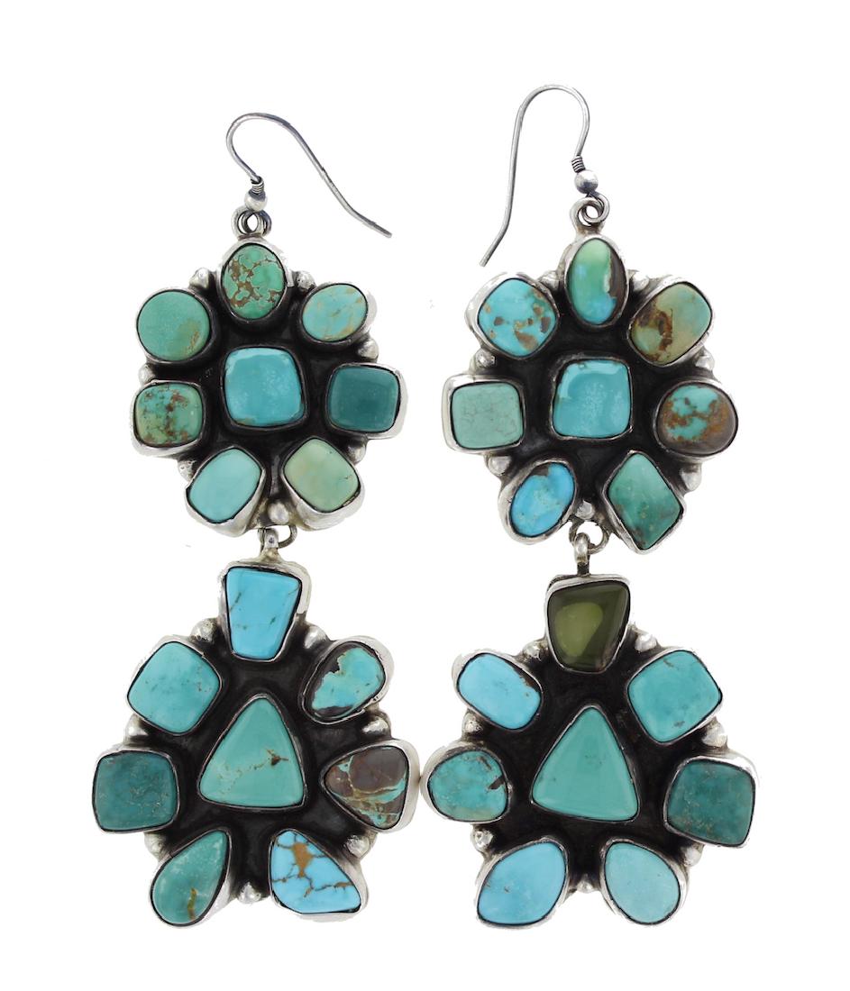 Sterling Silver Turquoise Earrings Navajo Native (1 of 2)