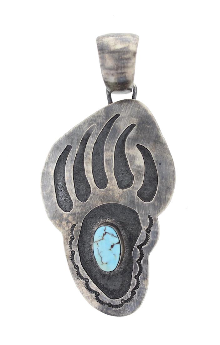 Sterling Silver Turquoise Bear Claw Design Pendant (1 of 1)