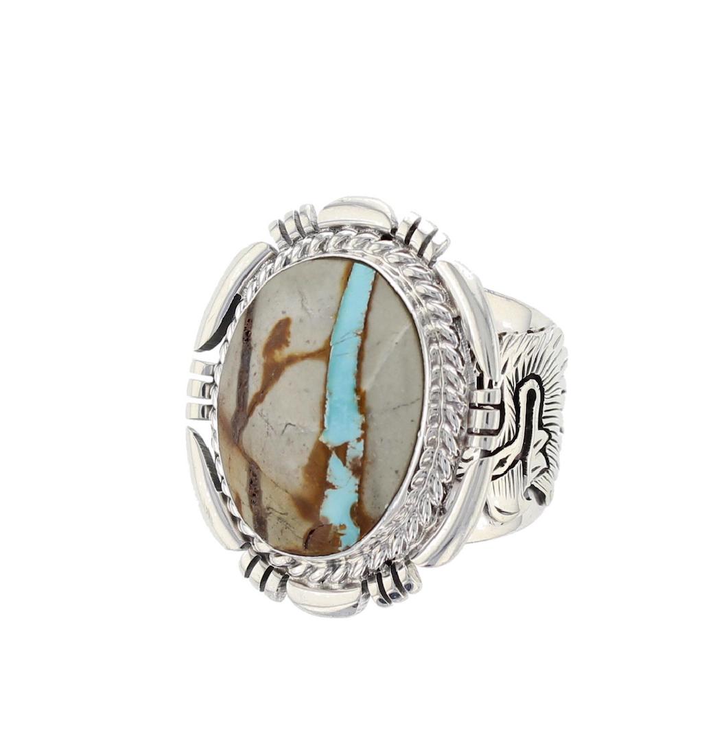 Sterling Silver Turquoise Contemporary Eagle Ring (1 of 1)