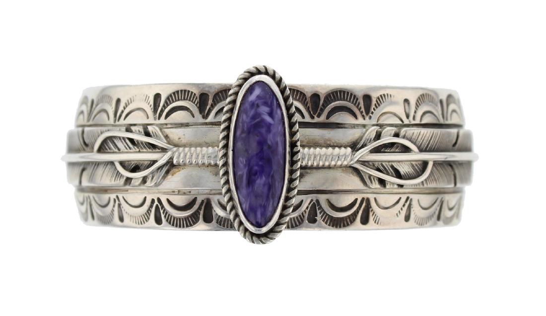 Sterling Silver Chaorite Bracelet Navajo Native: Weight: 47 Grams, Size: 5.5" inner, 1.25" Gap, 6.75" Total ||Sterling Silver Genuine Chaorite Bracelet Navajo Native American Indian Jewelry Singed J. Nelson