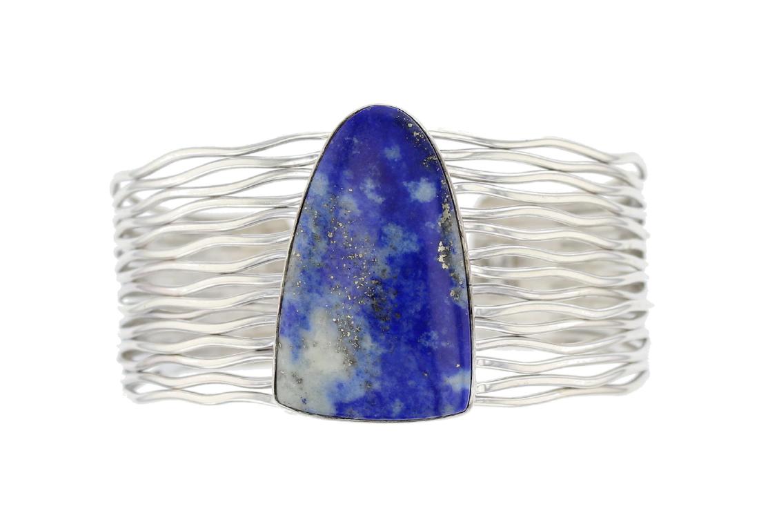 Sterling Silver Lapis Contemporary Bracelet Navajo (1 of 1)