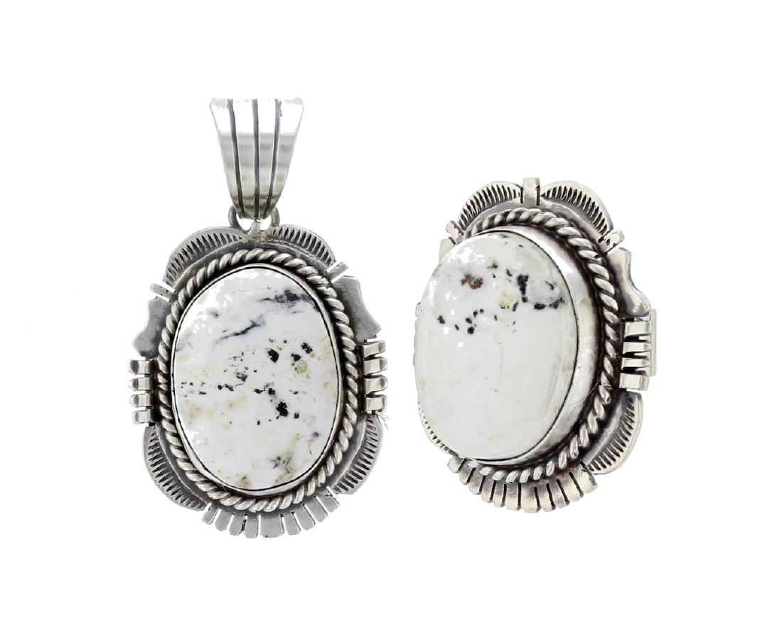 Sterling Silver  White Buffalo Pendant & Ring Set (1 of 1)