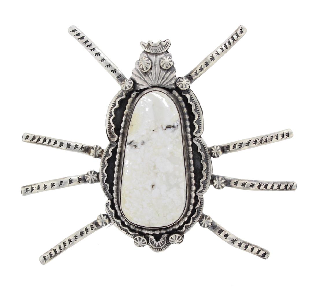 Sterling Silver  White Buffalo Bug Pin Navajo Native (1 of 2)