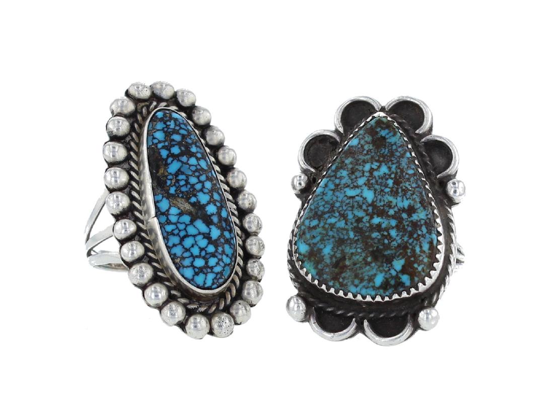 Sterling Silver Turquoise Vintage Rings Lot of 2 Navajo (1 of 1)