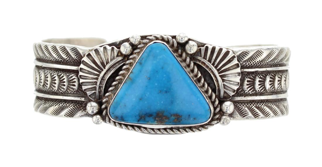 Sterling Silver Turquoise Masterpiece Bracelet Navajo: Weight: 82 Grams, Size: 5.75" inner, 1.25" Gap, 7" Total ||Sterling Silver Genuine Turquoise Masterpiece Bracelet Navajo Native American Indian Jewelry Signed E. Hale