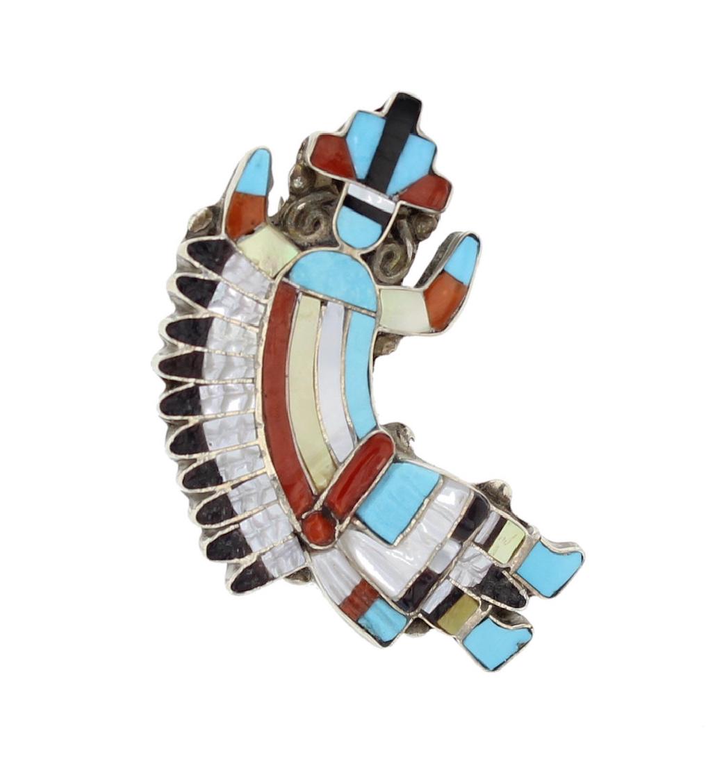 Sterling Silver Multi Stone Rainbow Man Vintage Pin (1 of 2)