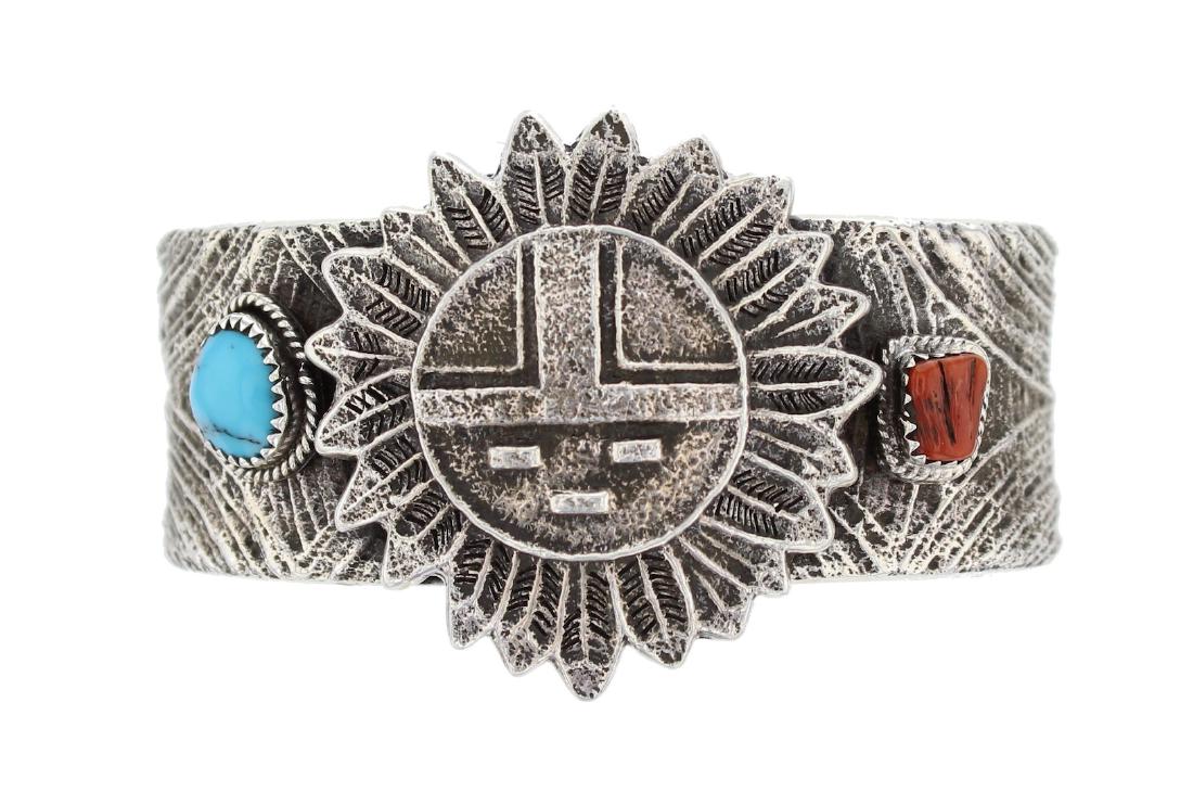 Sterling Silver Turquoise & Coral Vintage Tufa Cast (1 of 2)