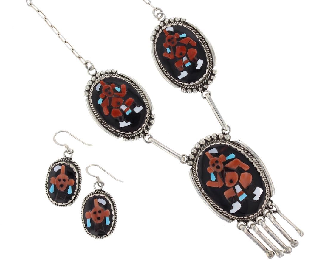 Sterling Silver Coral Kokopelli Masterpiece Necklace & (1 of 2)