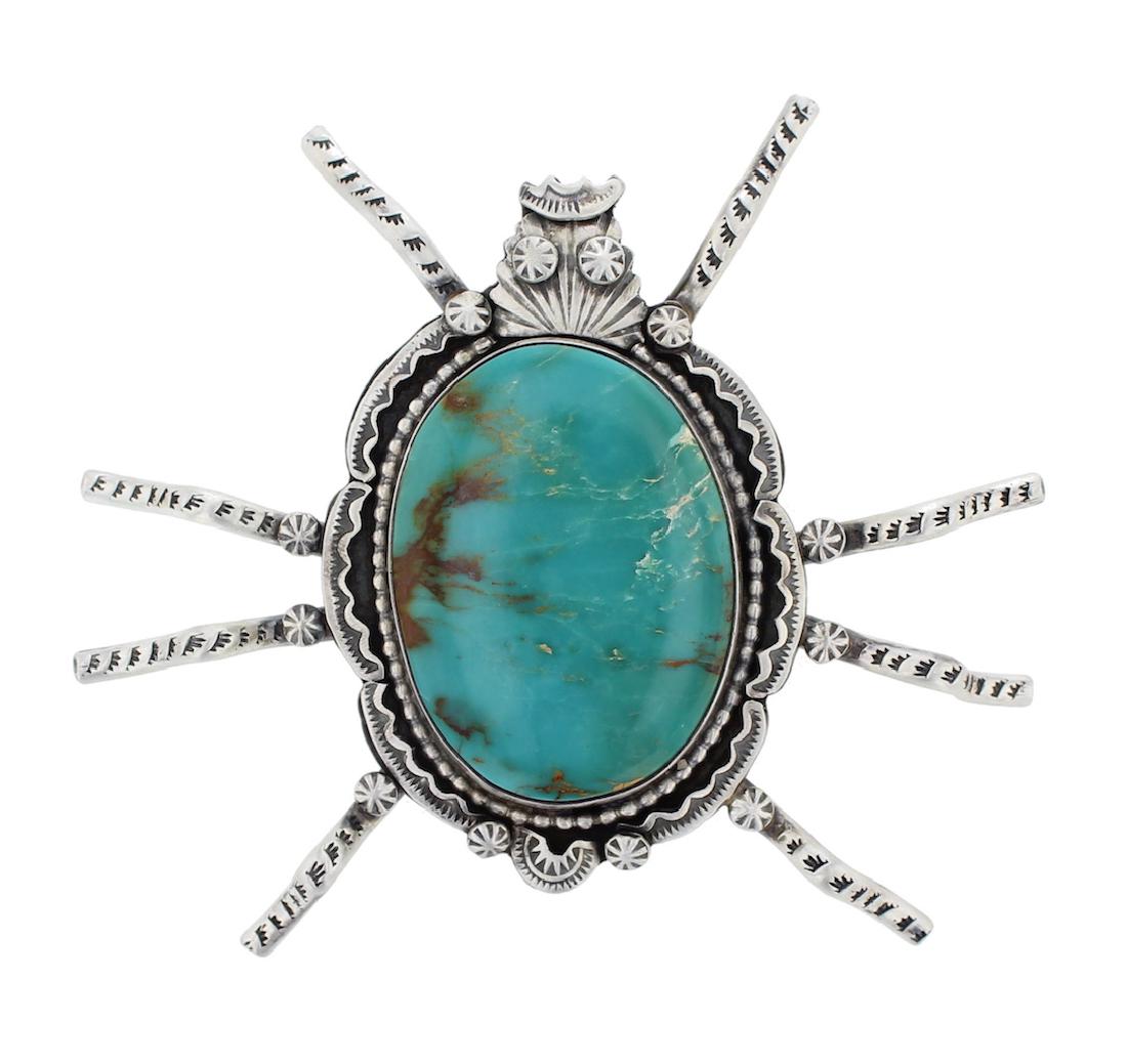 Sterling Silver Genuine Turquoise Beetle Pin Navajo (1 of 2)