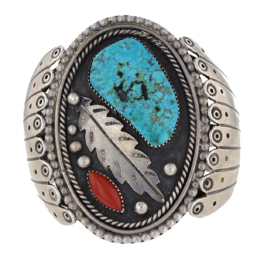 Sterling Silver Genuine Turquoise & Coral Vintage (1 of 3)