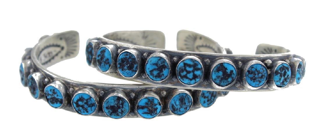 Sterling Silver Genuine Turquoise Vintage Bracelets Set (1 of 2)