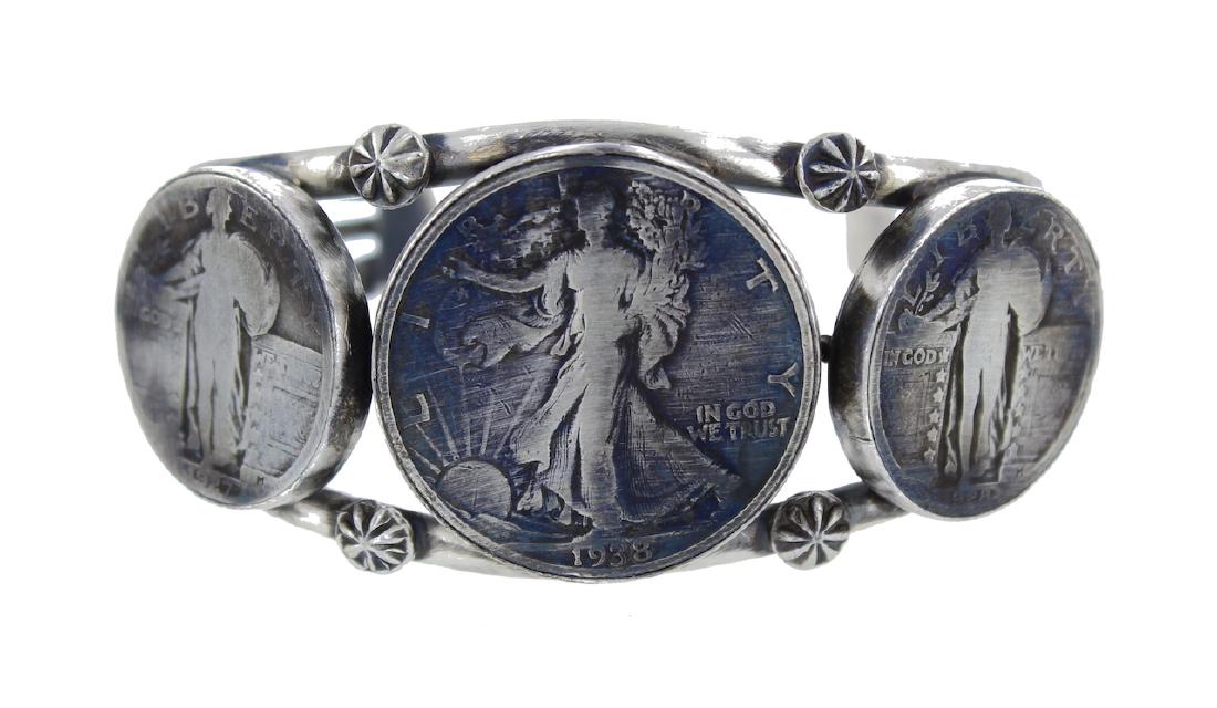 Sterling Silver Genuine Coin Bracelet Navajo Native (1 of 1)