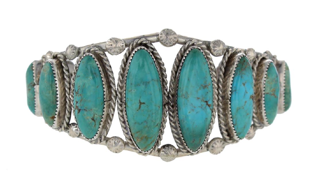 Sterling Silver Genuine Turquoise Vintage Bracelet (1 of 2)