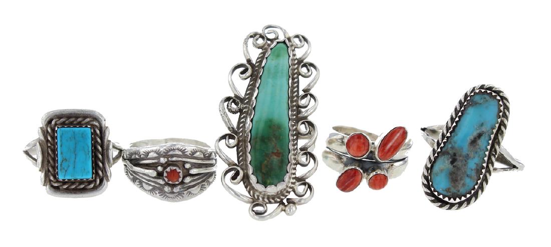 Sterling Silver Genuine Multi Stone Rings Lot of 5 (1 of 1)