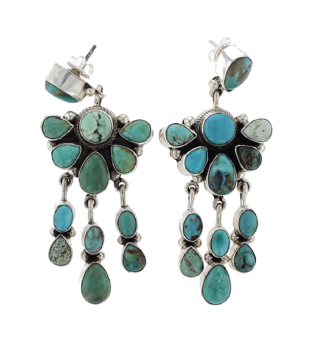 Sterling Silver Genuine Turquoise Chandelier Earrings (1 of 2)