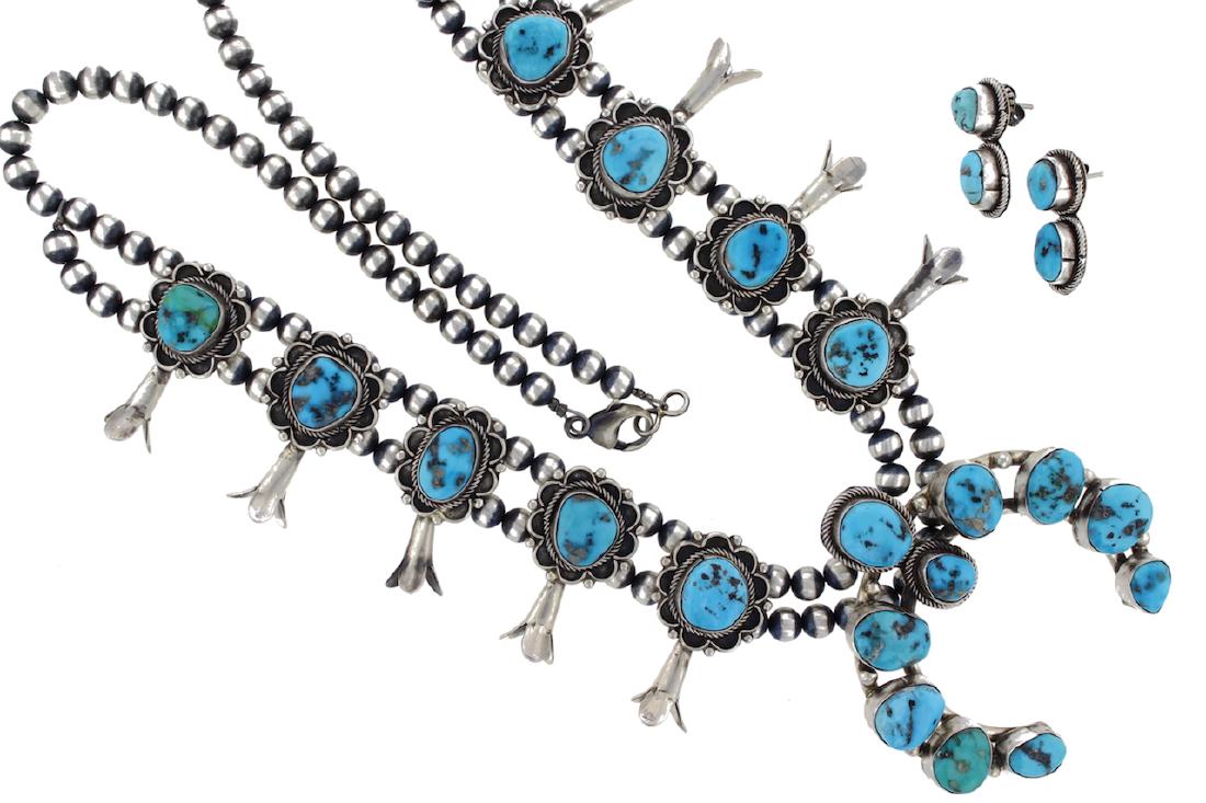 Sterling Silver Genuine Turquoise Squash Blossom (1 of 2)