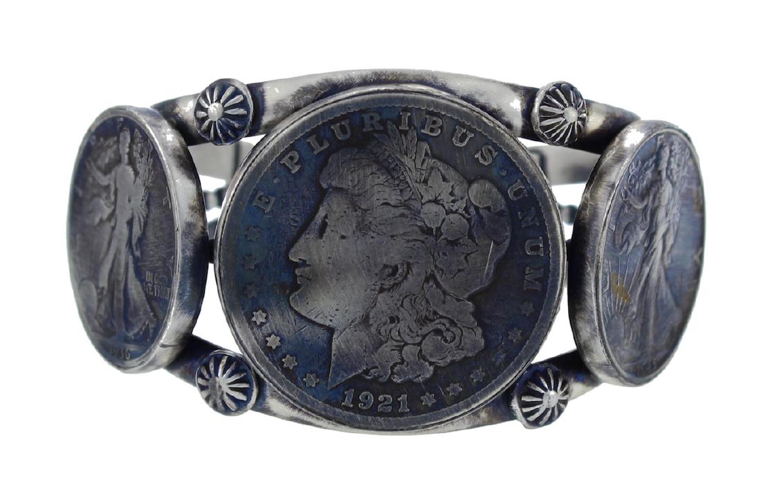 Sterling Silver Genuine Morgan Dollar Coin Bracelet (1 of 1)