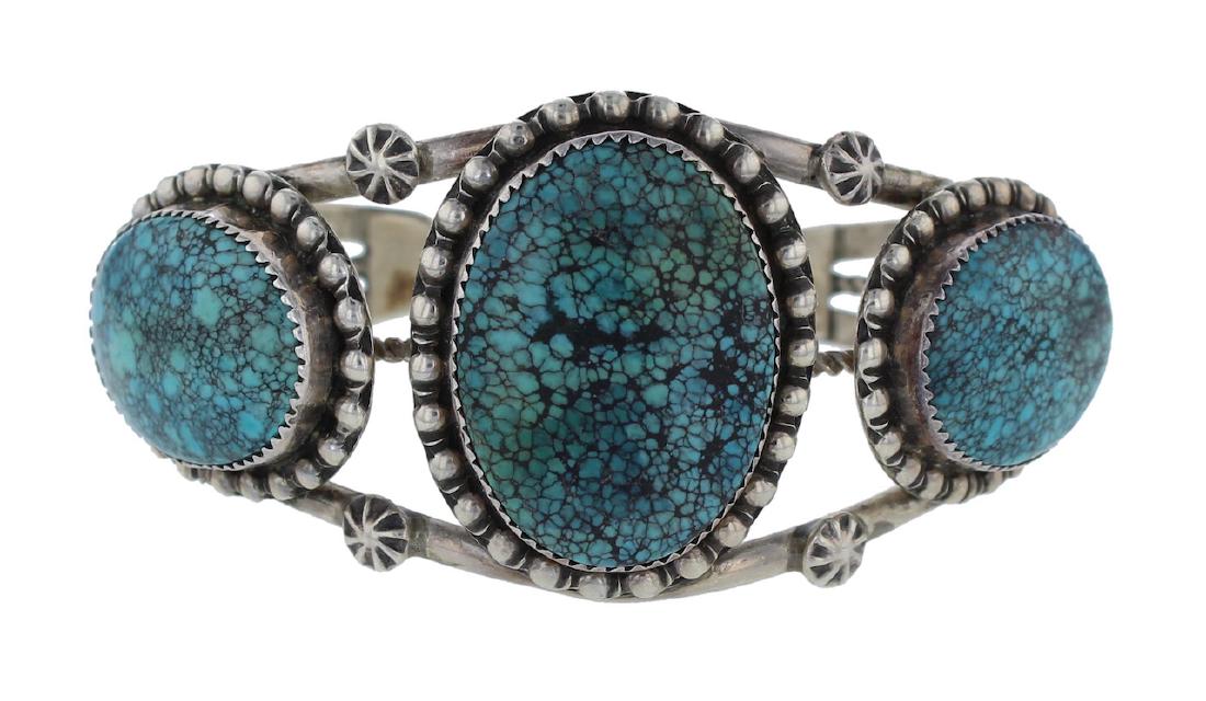 Sterling Silver Genuine Turquoise Vintage Bracelet (1 of 2)