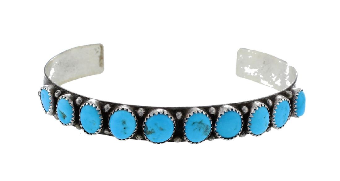 Sterling Silver Genuine Turquoise Vintage Bracelet (1 of 1)