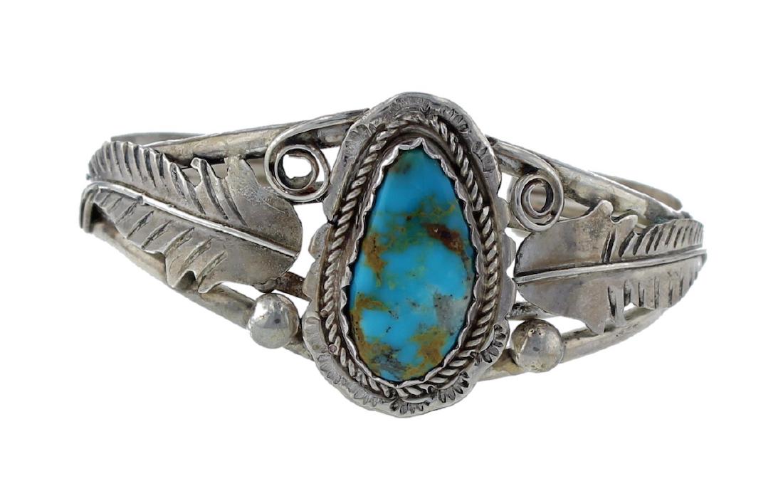 Sterling Silver Genuine Turquoise Vintage Feather (1 of 1)