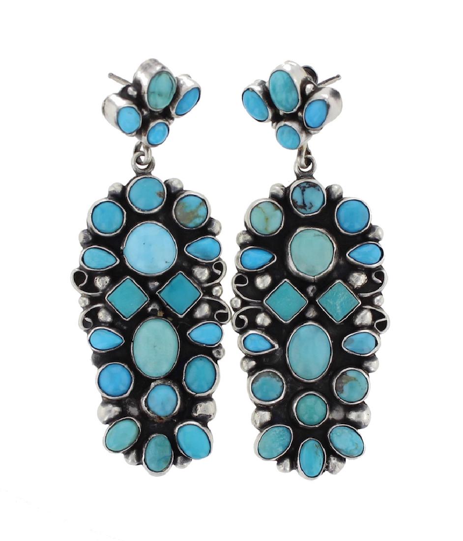 Sterling Silver Genuine Turquoise Earrings Navajo (1 of 2)