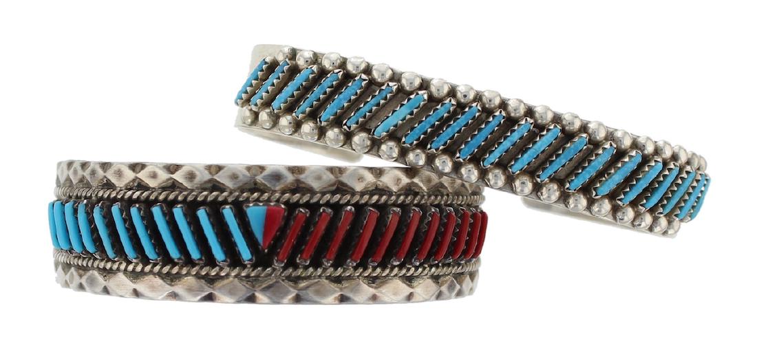 Sterling Silver Genuine Turquoise & Coral Bracelet Lot (1 of 1)