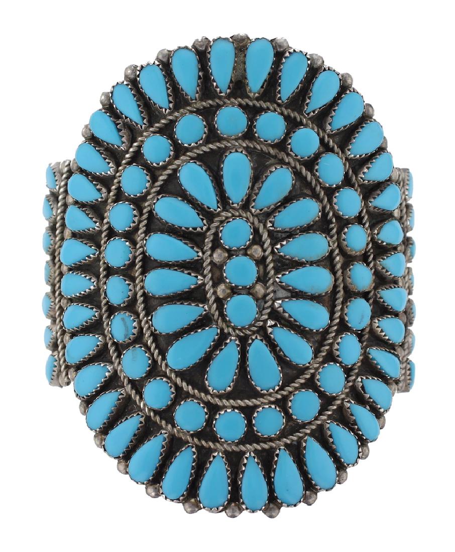 Sterling Silver Block Turquoise Vintage Cluster (1 of 3)