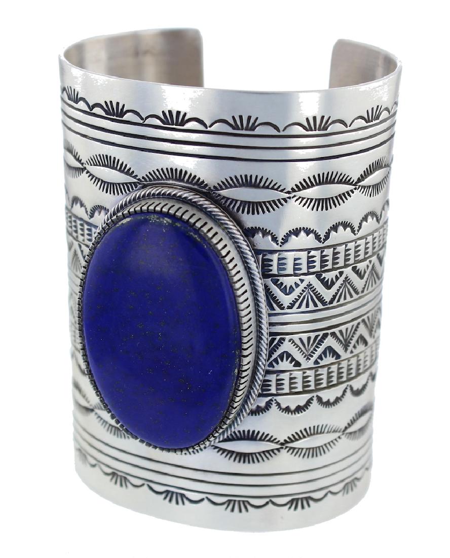 Sterling Silver Genuine Lapis Masterpiece Arm Bracelet (1 of 5)