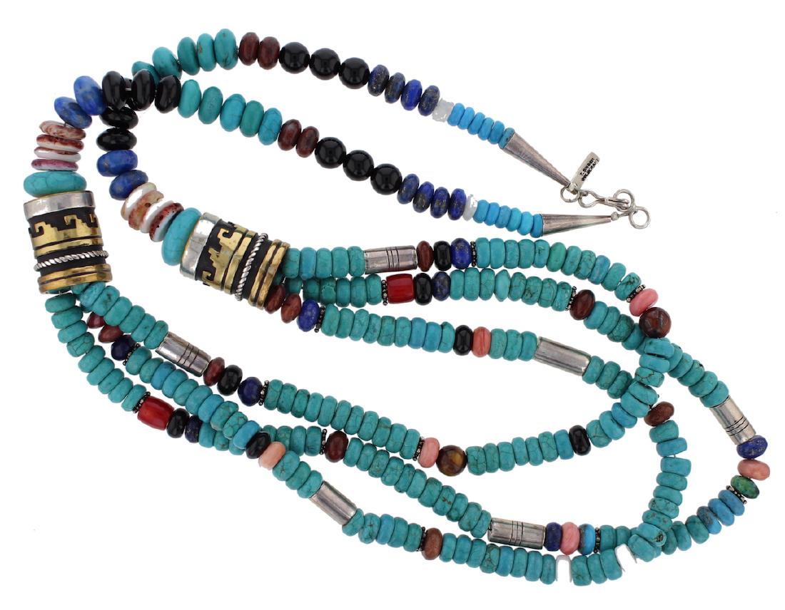 Sterling Silver & 14K Gold Genuine Turquoise (1 of 3)