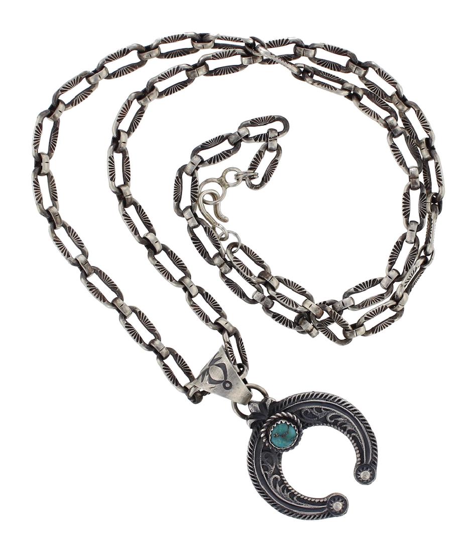 Sterling Silver Genuine Turquoise Pendant & Chain Link (1 of 1)